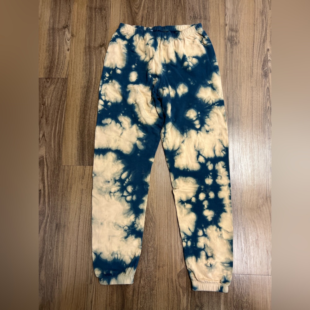 LACAUSA $132‎ Anthropologie Tie Dye Sweatpants Pants Blue Small Fall Bohemian